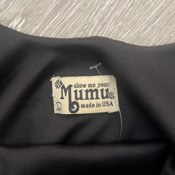 Show Me Your MUMU Womens L Blouse Black Long Balloon Sleeve Low Open Back - Picture 3 of 5